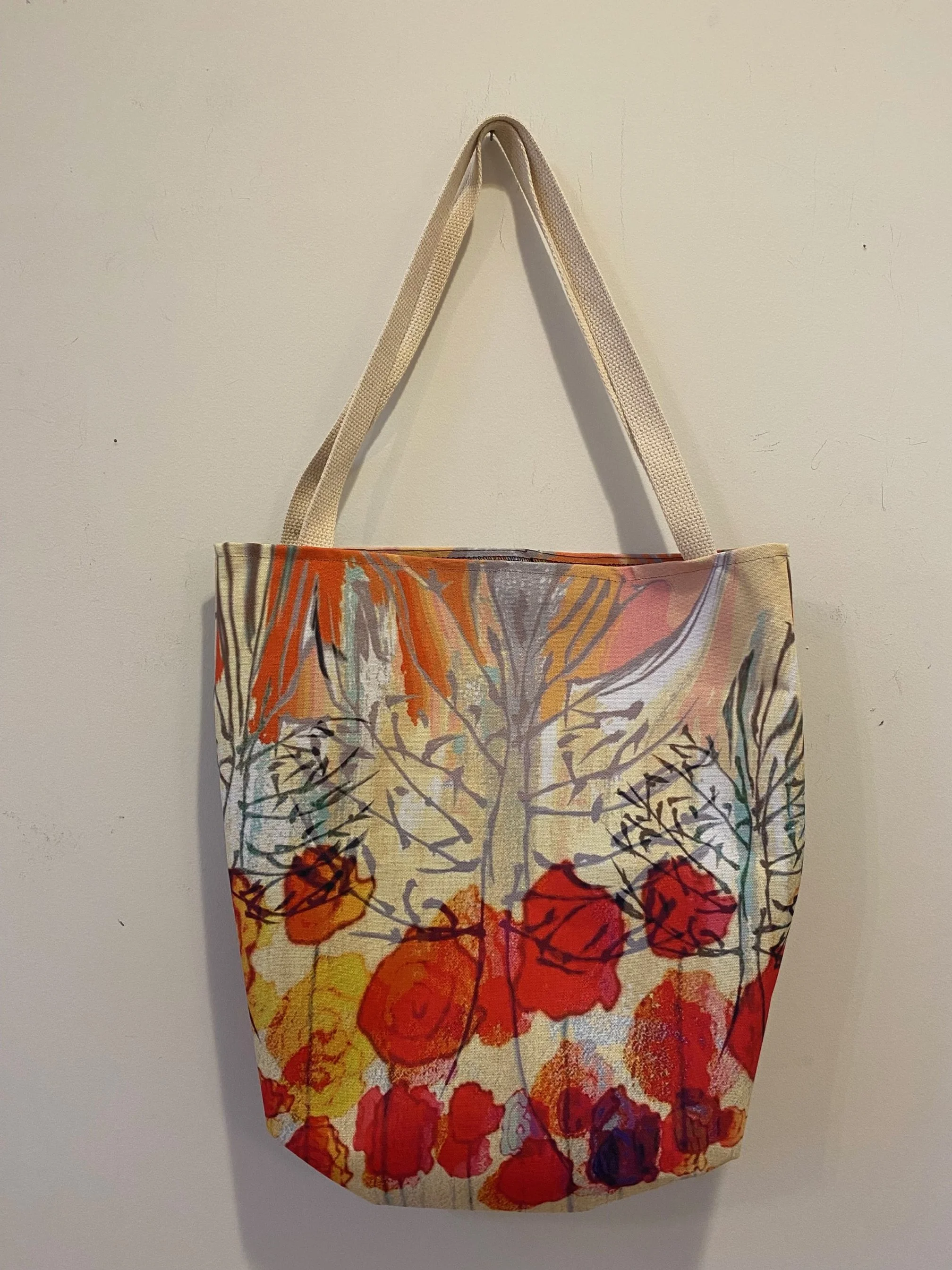 Beautiful Original Abstract Floral Landscape Art Extra Large 18x18 Tote Bag