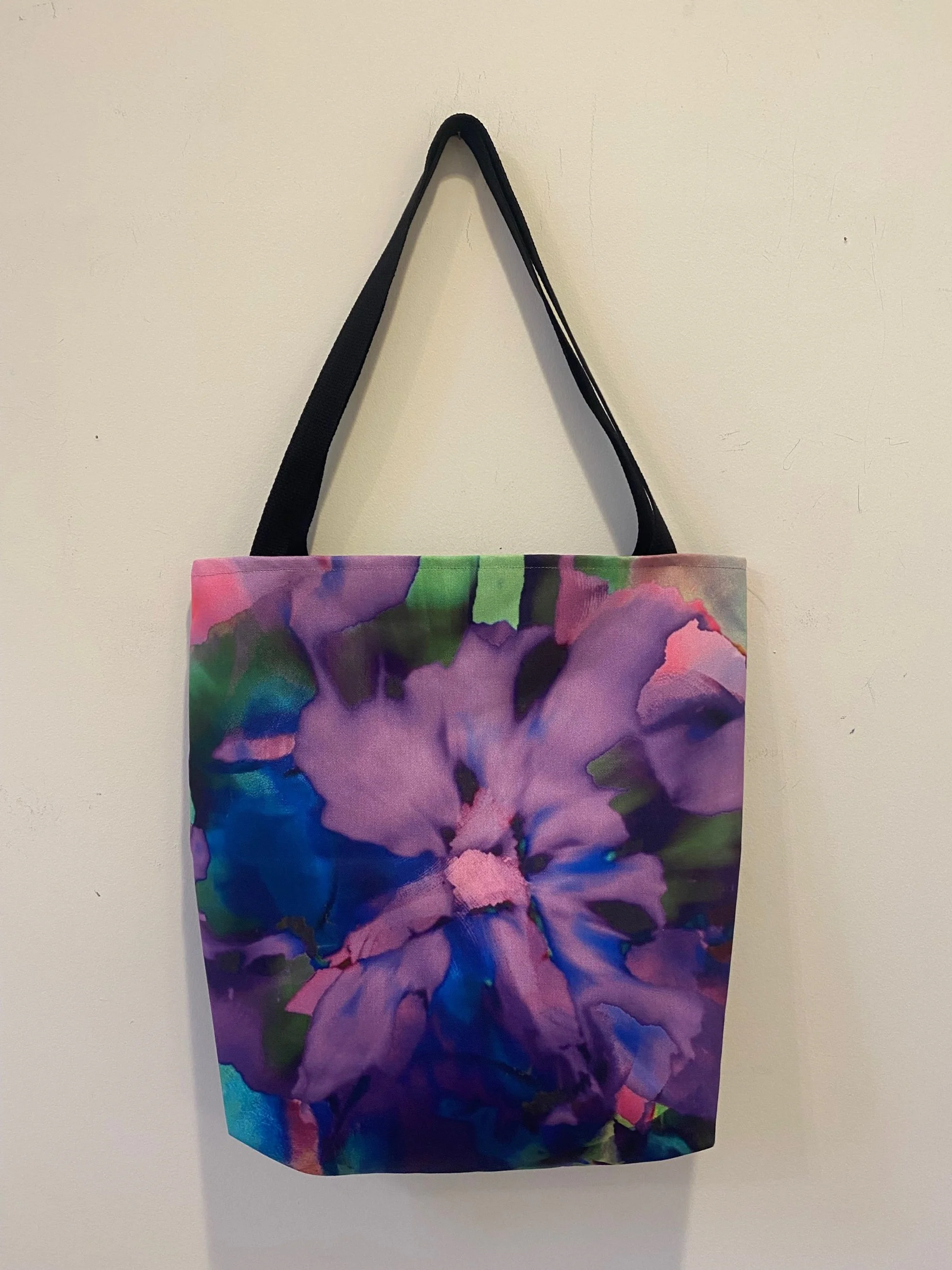Beautiful Original Art Abstract Floral Design Extra Large 18x18 Tote Bag
