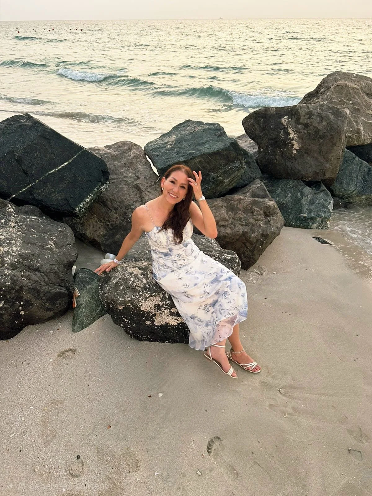 Happy Sage & Sand client celebrating their new brand launch — capturing the joy and confidence that come from a thoughtfully designed brand and website.