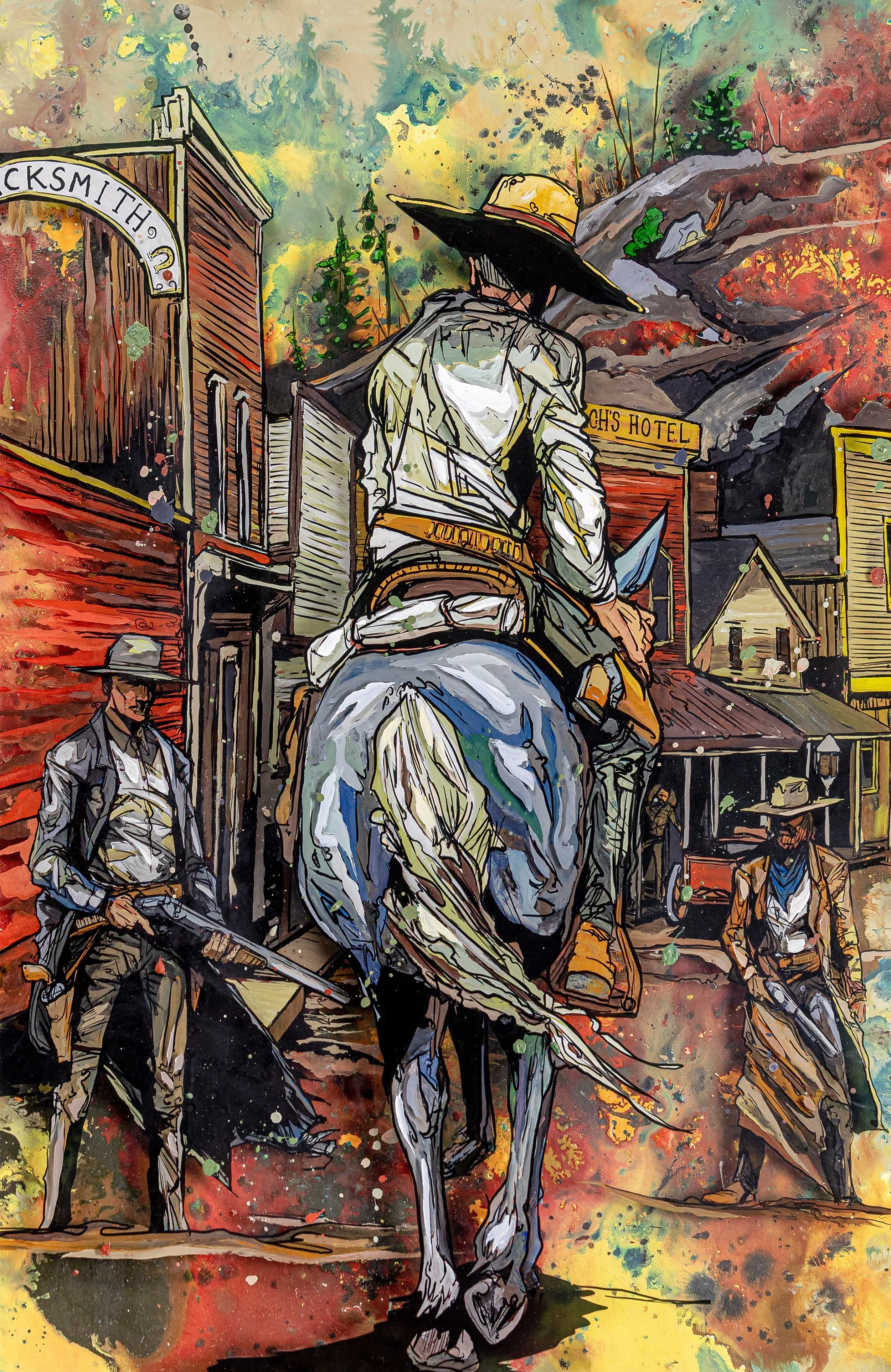 Riding Into Town (Paper Print)