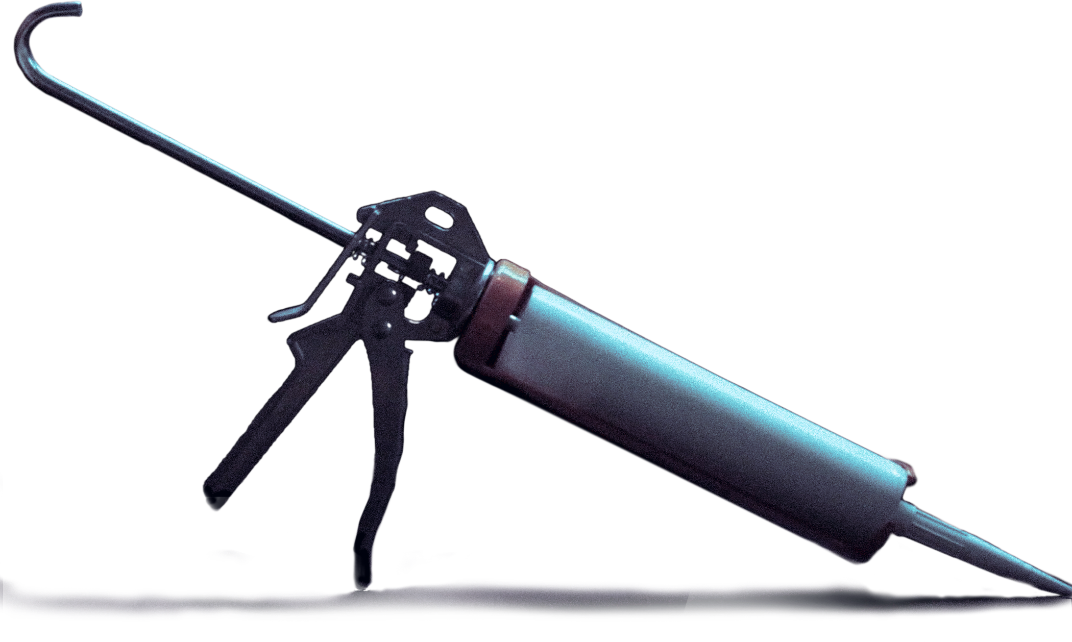 Creative Solutions LI Premium Caulking Services. A caulking gun on a black background.