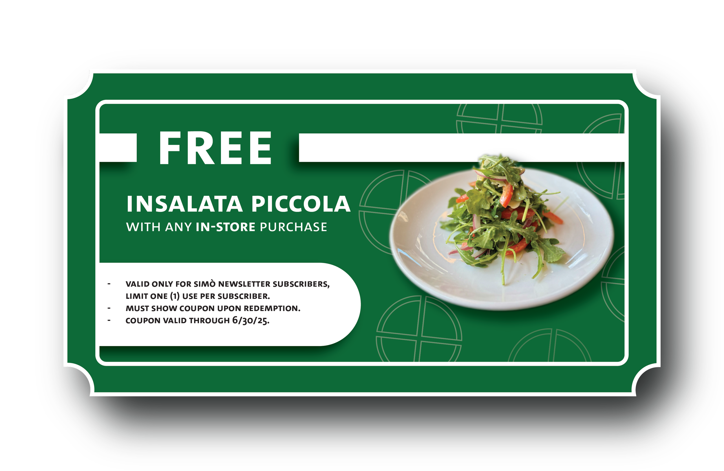 'Free Side Salad' Coupon for email marketing subscribers