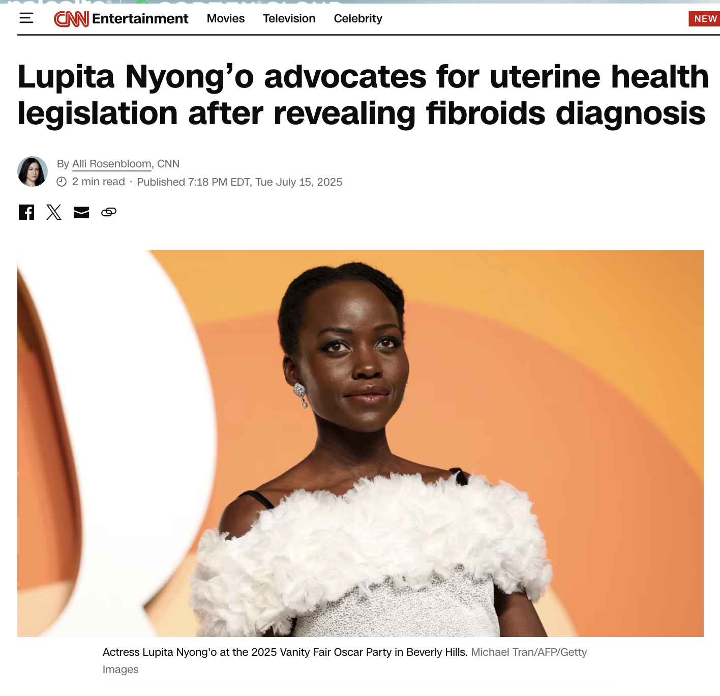 Lupita Nyong’o advocates for uterine health legislation after revealing fibroids diagnosis