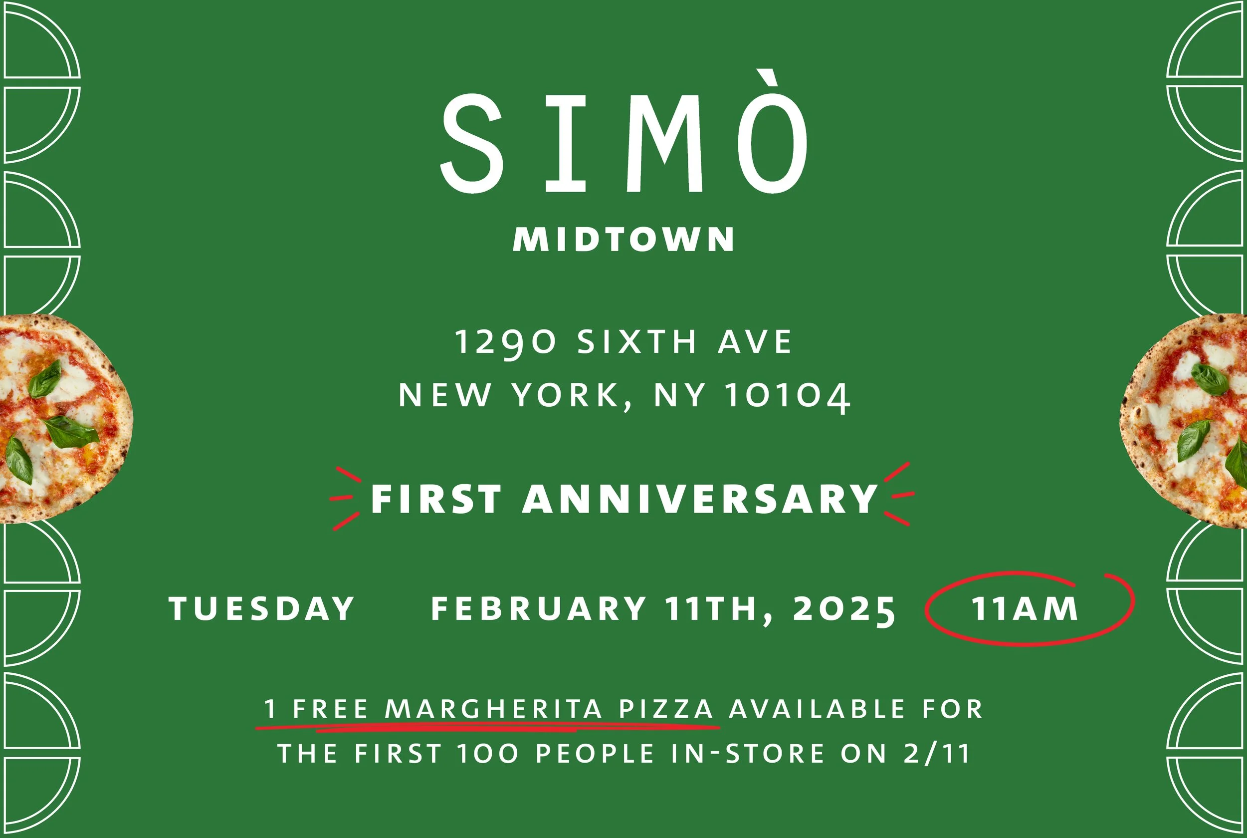 Digital banner advertising the 1 Year Anniversary promotion at SIMÒ Midtown – created for in-app listing by Vornado Realty