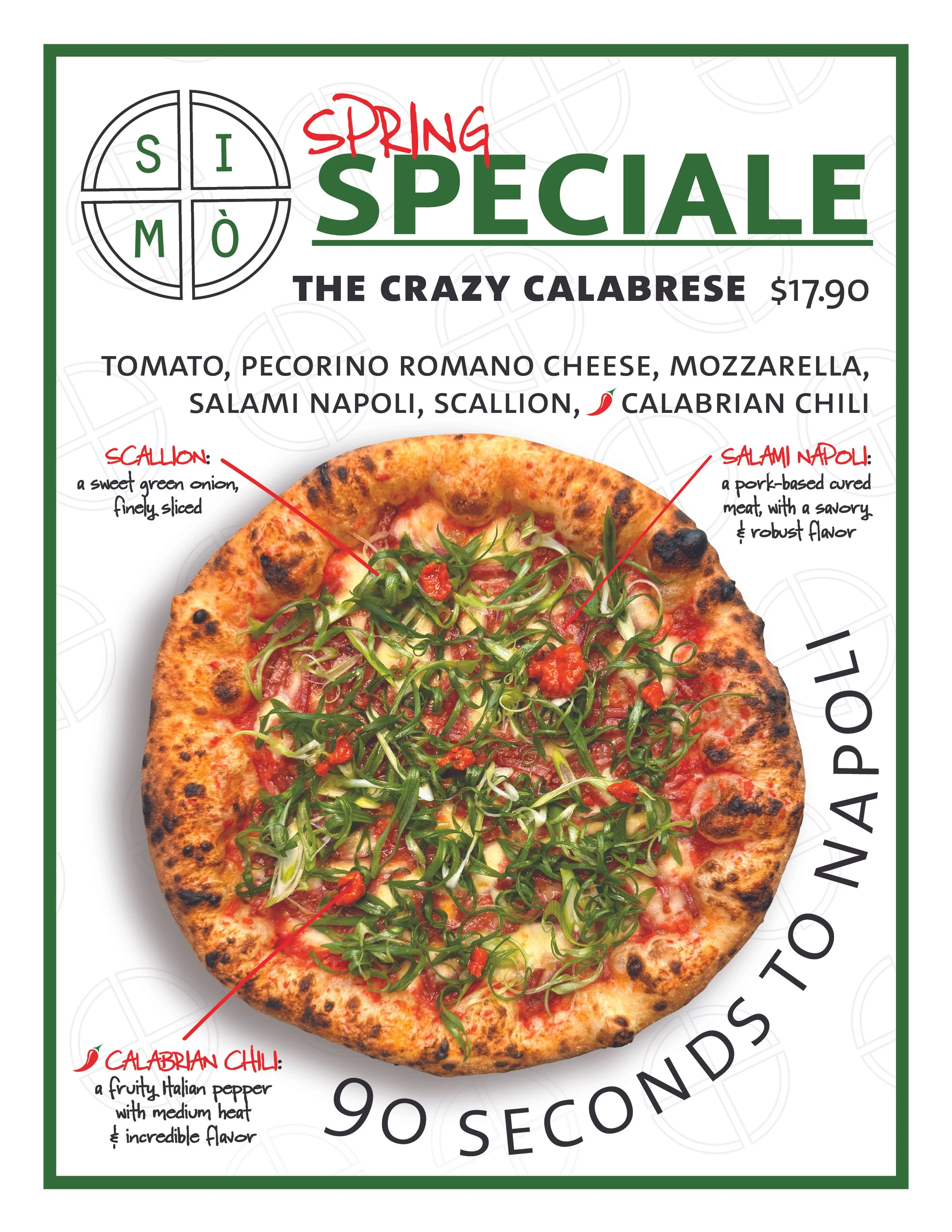 8.5"x12" in-restaurant Countertop Flyer for Spring 2026 pizza special
