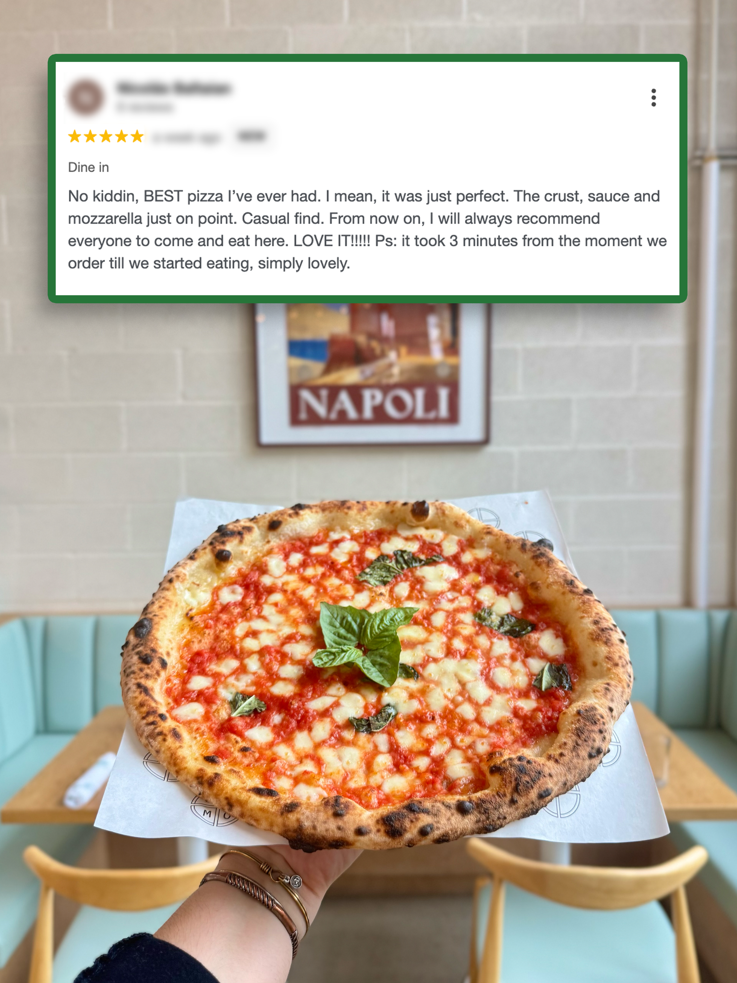 Edited photo for social media campaign, used to share restaurant reviews