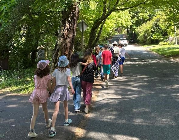 Students walking outdoors