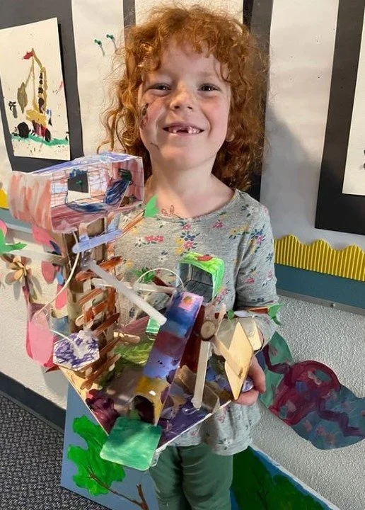 Student with artwork