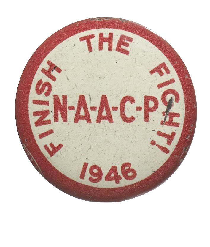Red and white campaign button for the Fish Insh N-A-A-C-P, dated 1946.