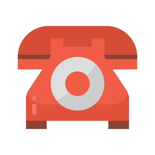Flat design red vintage rotary telephone icon.