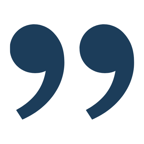 Large blue quotation marks on a white background.