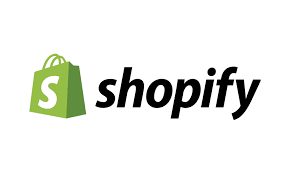 Shopify logo with green shopping bag and black text