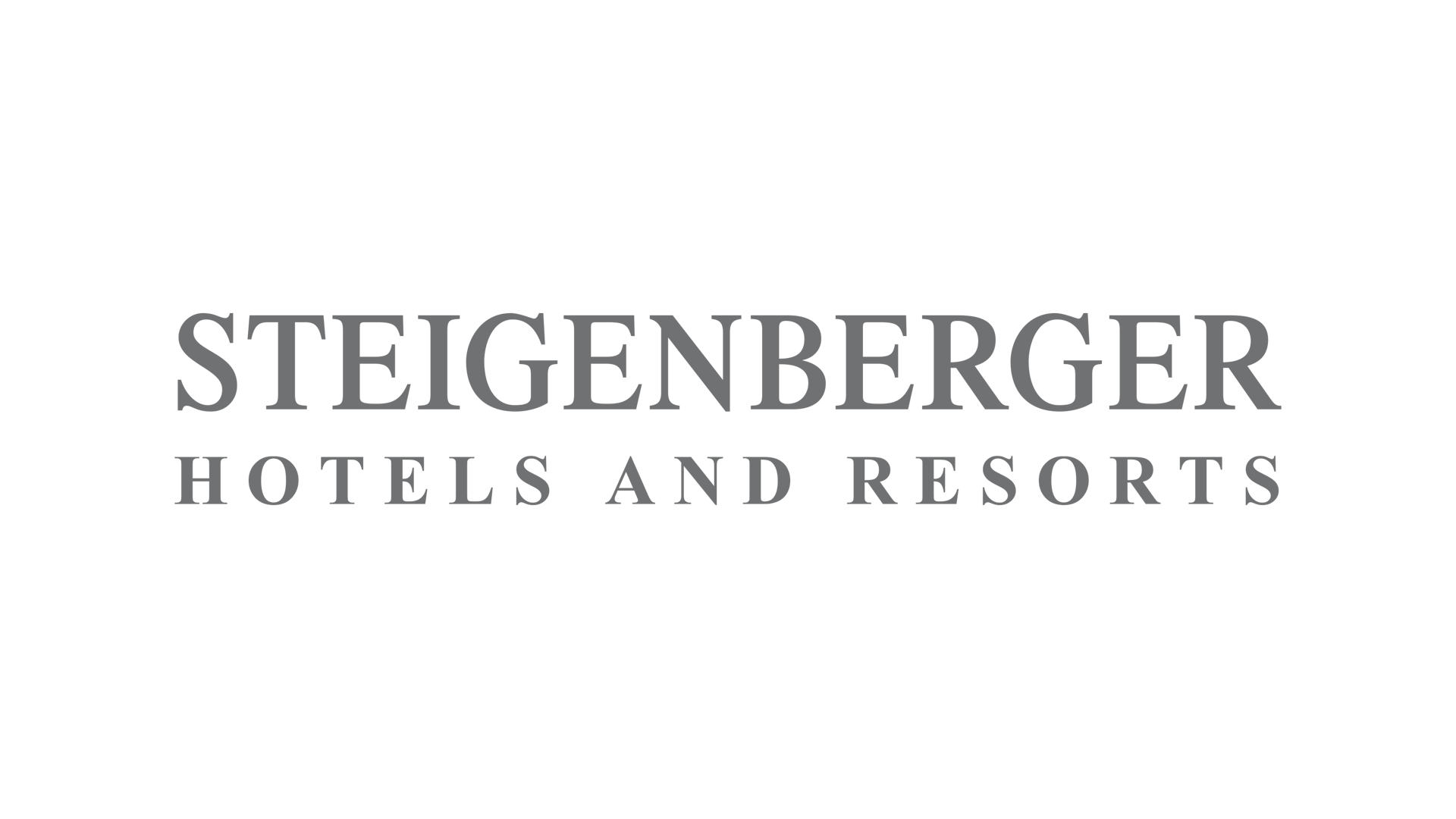 Logo der Steigenberger Hotels and Resorts, elegantes schwarzes Design mit grauem Text.
