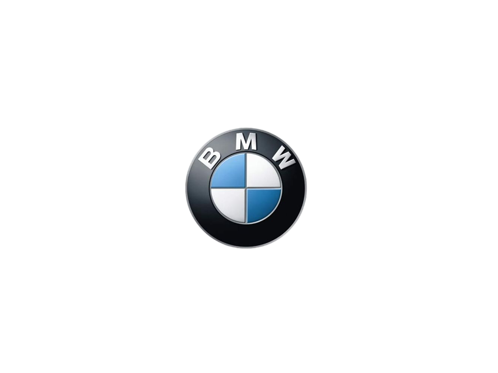 Das Bild zeigt das BMW-Logo auf einem schwarzen Hintergrund.