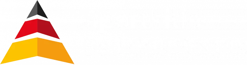 Logo mit einem stilisierten turmartigen Symbol in Schwarz, Rot und Gelb und dem Text 'Sporthilife Ball des Sports'