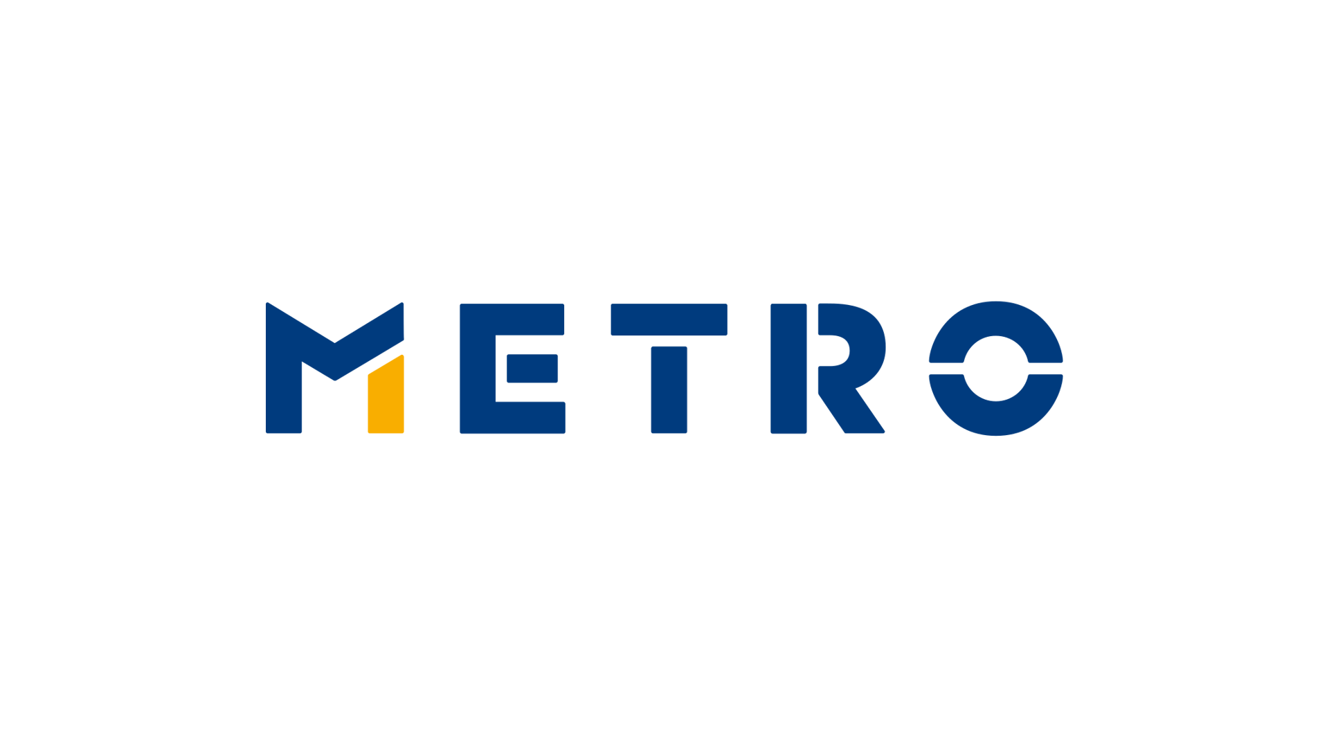 Das Logo der Stadt Metro, bestehend aus einem stilisierten Stadtbild mit einem Bahnsteig und dem Schriftzug 'METRO' darunter.