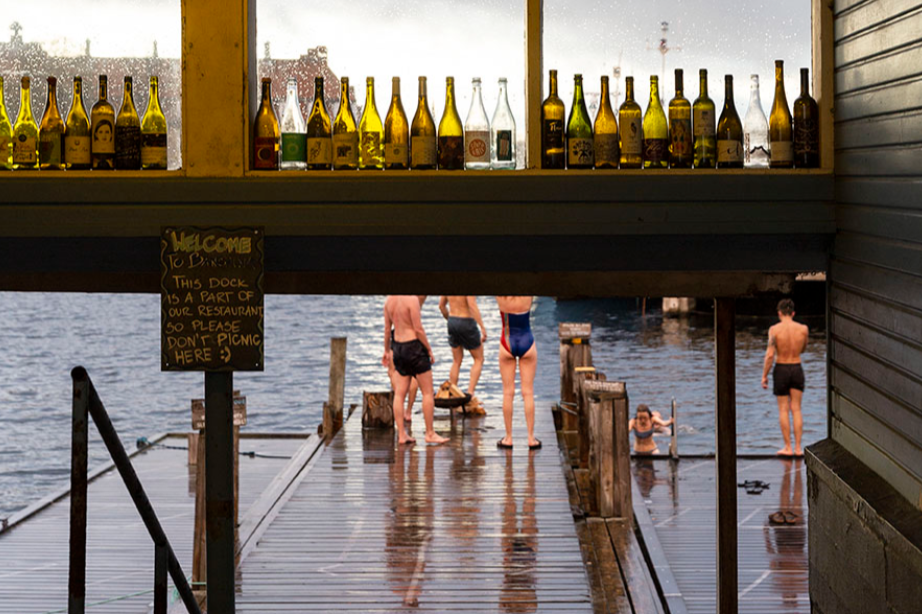 Modern floating sauna culture in Copenhagen harbor