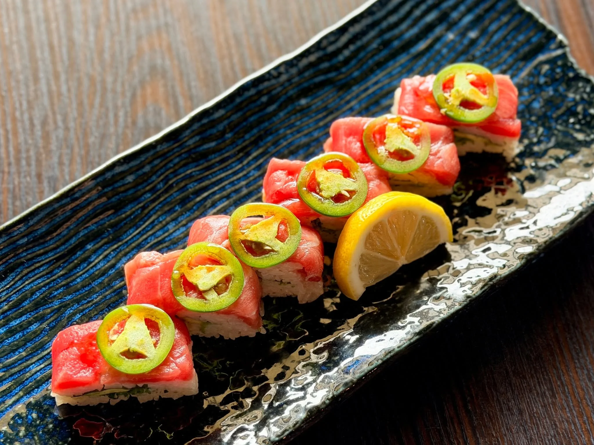 Nagisa Box Sushi &mdash; Chef Hajime&rsquo;s signature creation. Premium toro layered over perfectly seasoned rice, finished with jalape&ntilde;o and our house sauce for a bold yet balanced bite. A modern take on traditional Japanese craft.

#NagisaS
