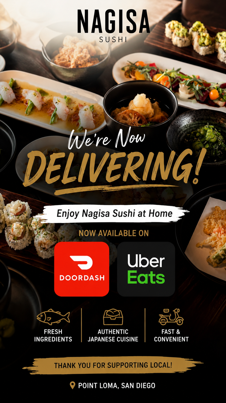 Nagisa Sushi Is Now Available on Uber Eats &amp; DoorDash