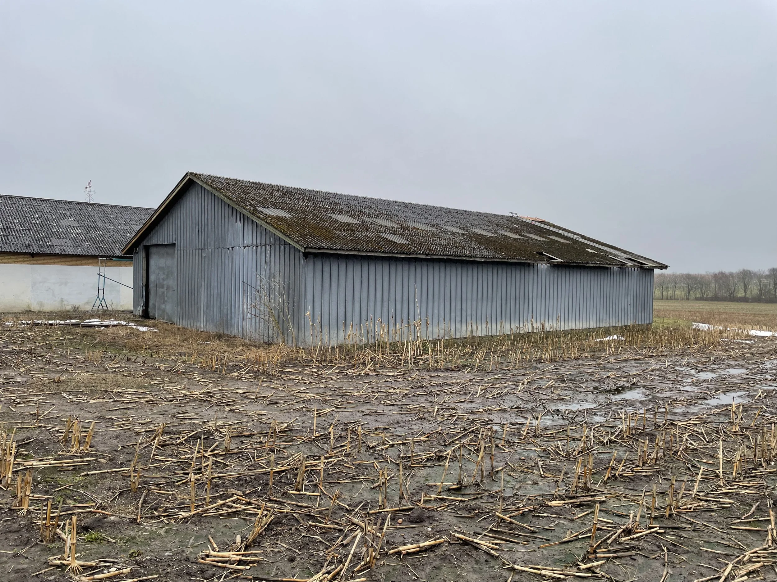Før Billede af den gamle slidte stålhal. 