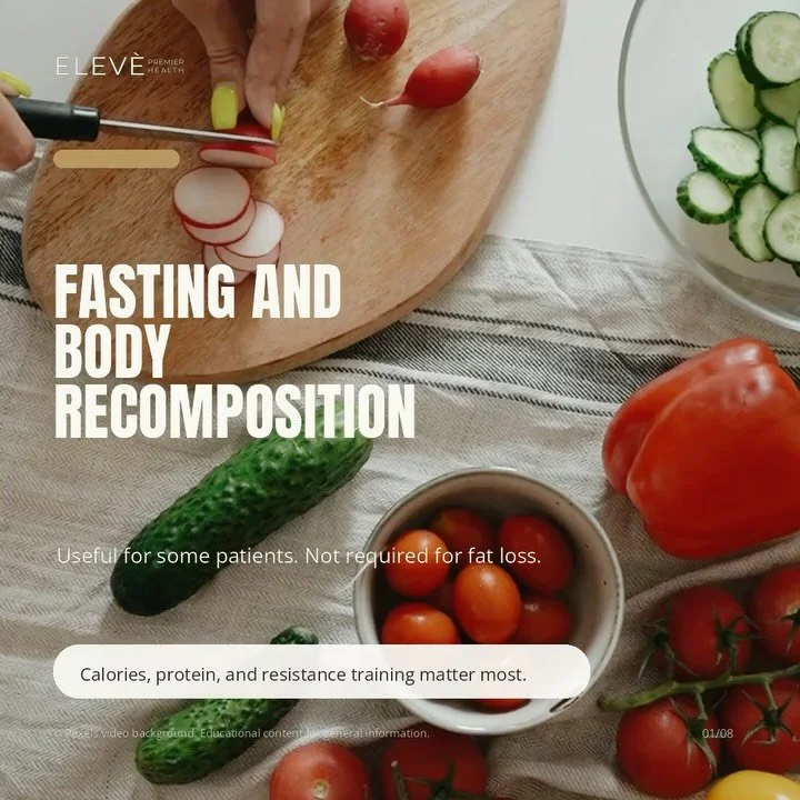 Fasting can be helpful for some people, but it is not required for fat loss or body recomposition.
The better question is whether it helps you repeat the habits that actually move body composition:
&bull; a sustainable calorie target 
&bull; enough p