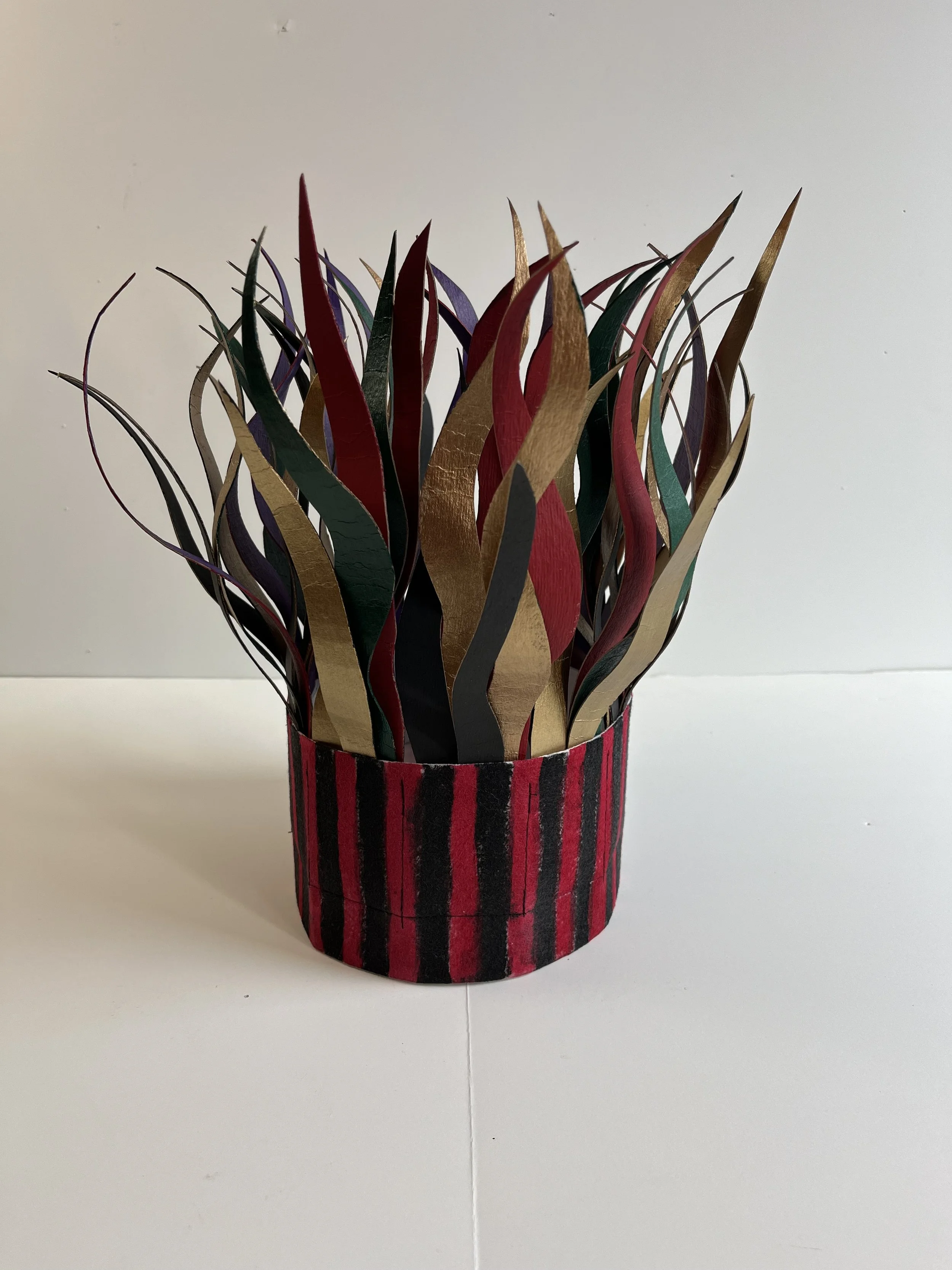 The Wavy Crowns Series 1:  Red and Black Stripes with Gold and Green