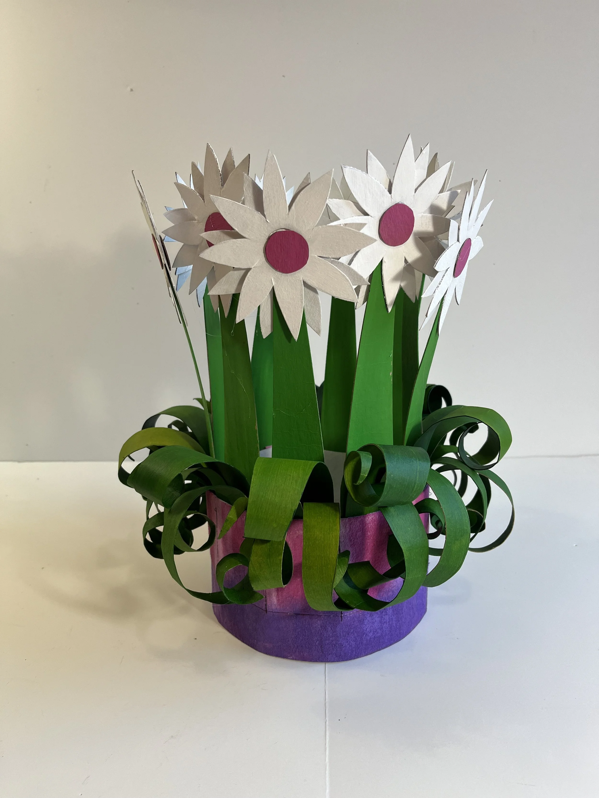 The Daisies:  Purple and Pink Base with Pink Centers of Flowers