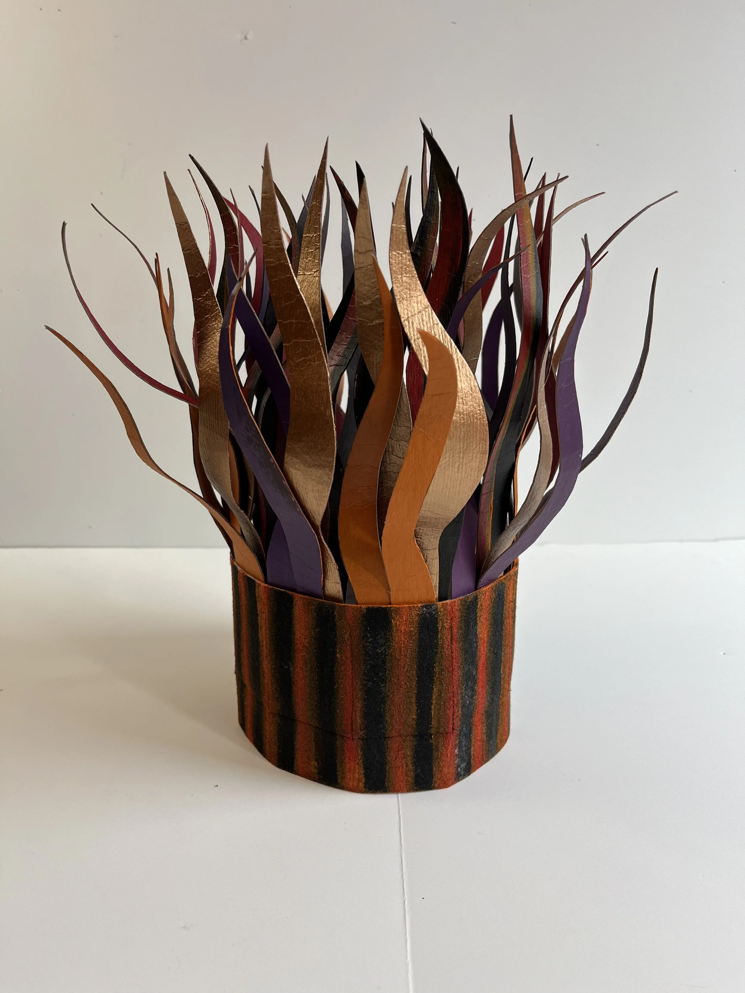 The Wavi Crowns Series 1:  Black and Red stripes with Gold, Orange and Purplee