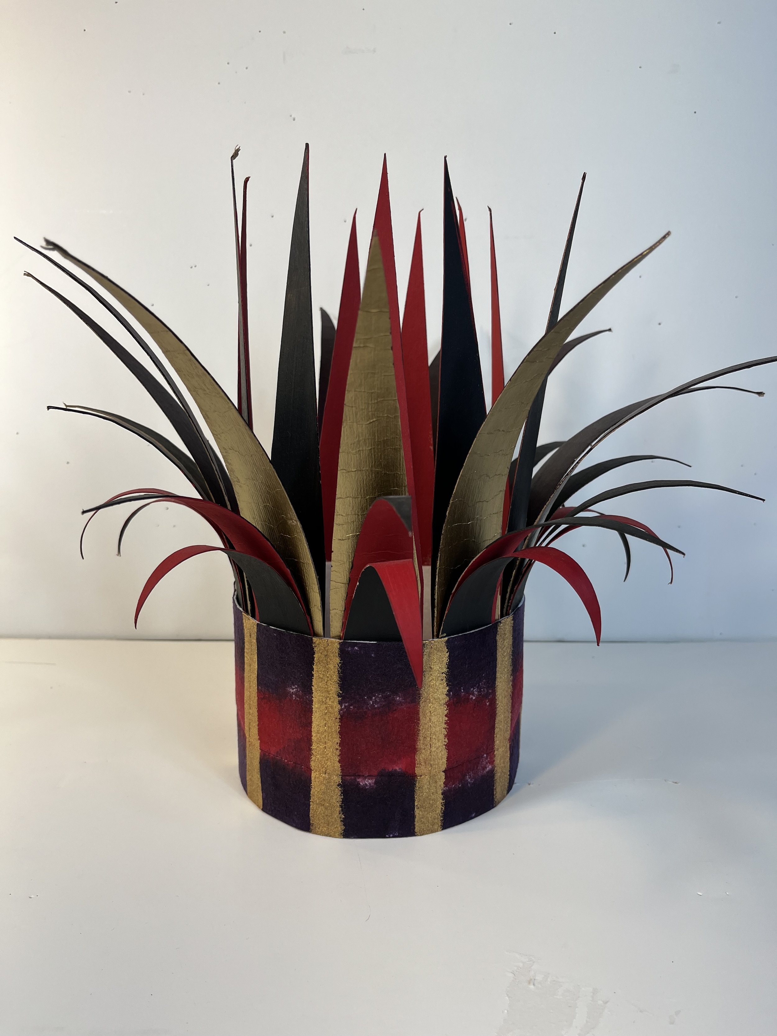 The Pointy Crowns Series 2:  Red and Black with Vertical Gold