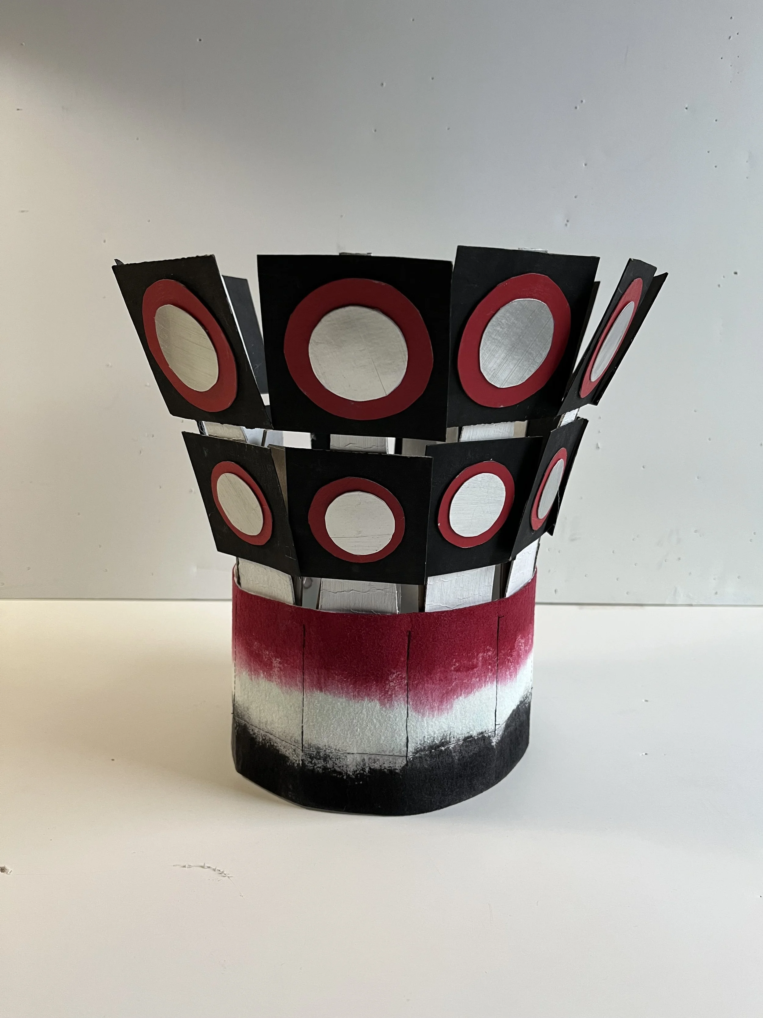 The Geometrics Squares:  Red, Black Silver and White