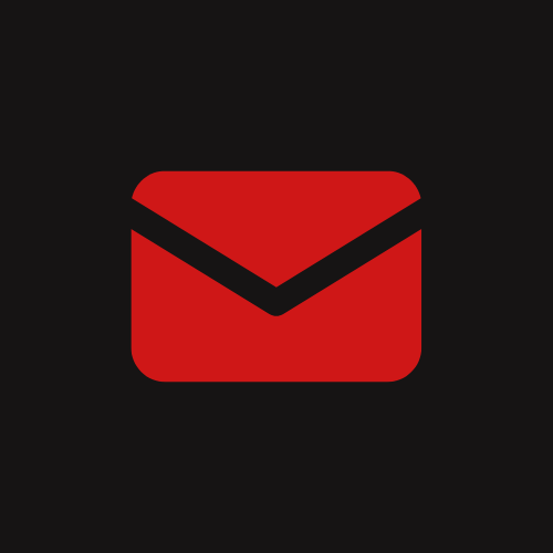 Red and black envelope icon on a black background.