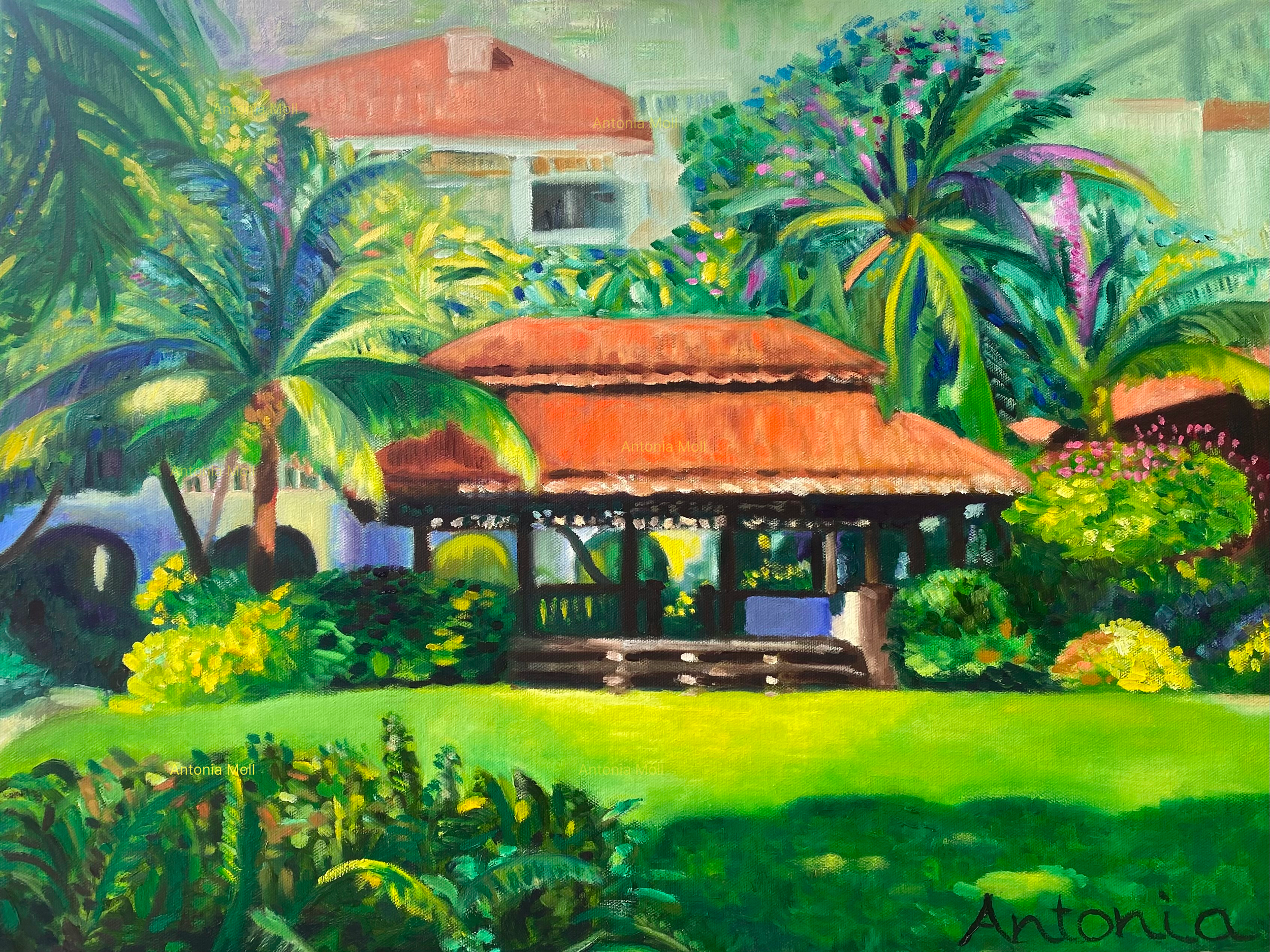 Raffles Hotel Singapore  - oil on canvas - 45 x 61 cm - October 2024
