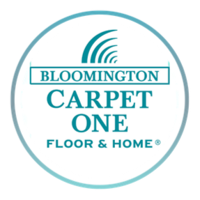 Bloomington Carpet One logo with text and a stylized radar signal icon