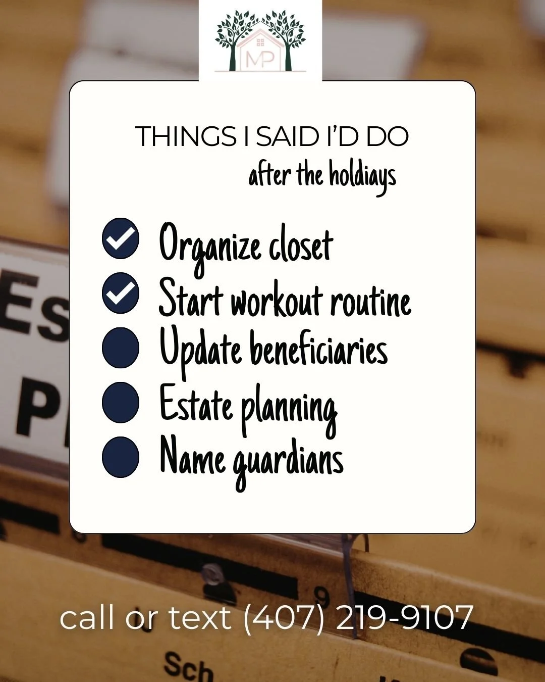We're well into February and some of us are still putting off the important stuff. 😅 Organizing your closet can wait. Your estate plan? Not so much. Let's check the boxes that actually matter. Which one are you tackling first? #procrastination #esta