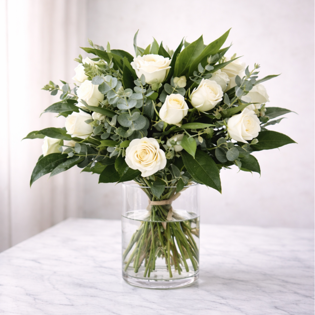 White Rose & Greenery Arrangement