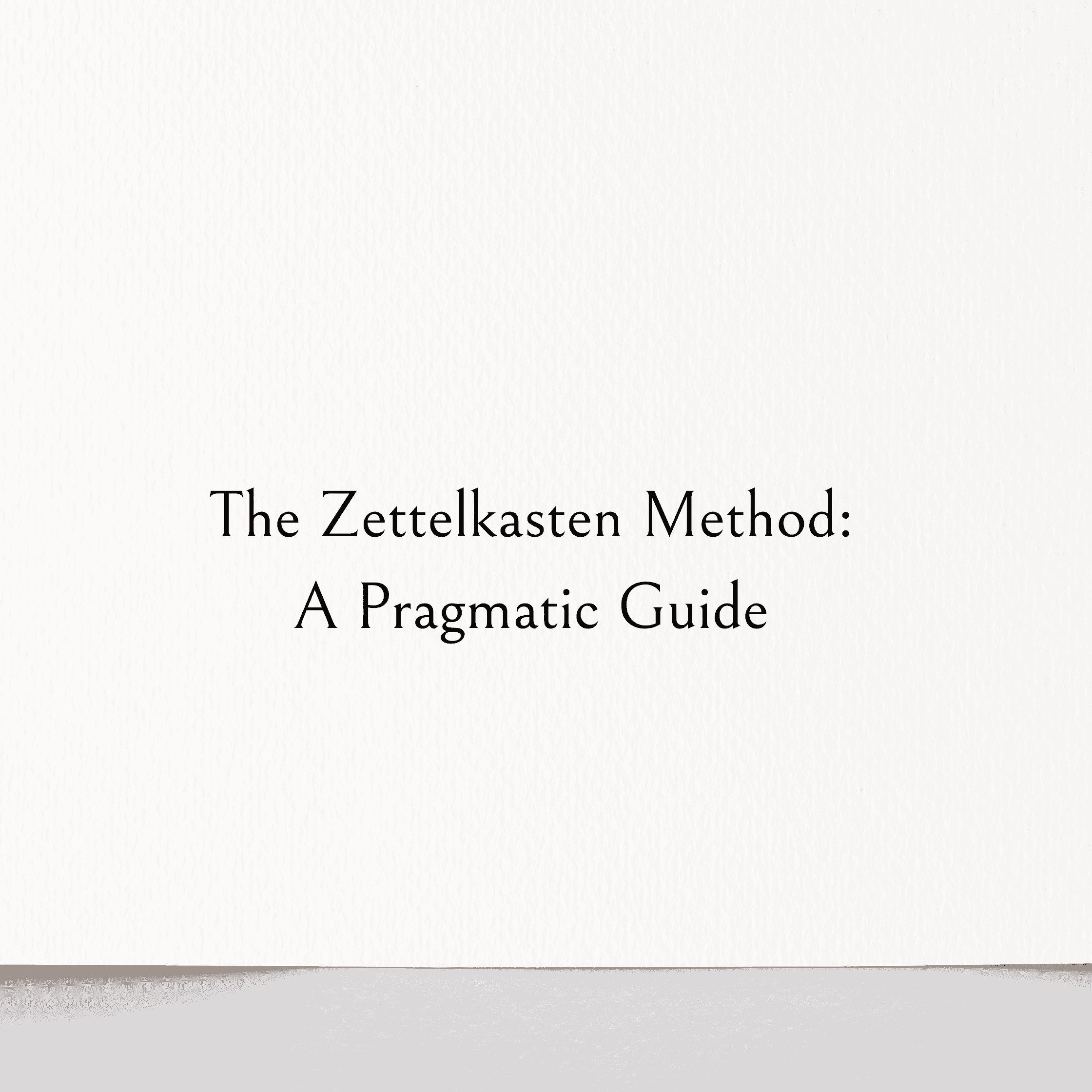 The Zettelkasten Method: A Pragmatic Guide for Knowledge Workers