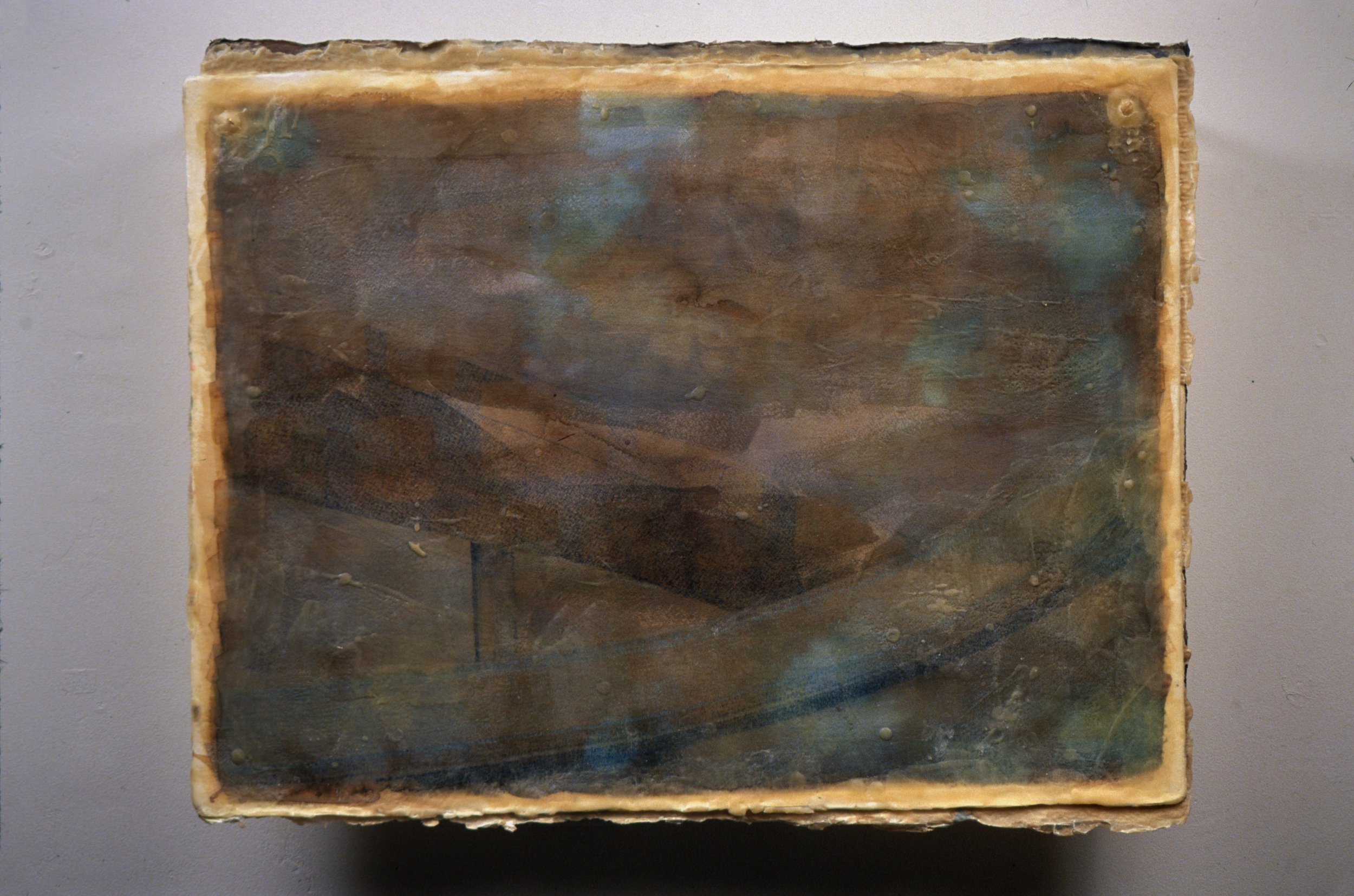  She Drove It as a Riverman Runs a River, Every Day More Attuned to Its Currents, Its Deceptions , 2001,  ink, beeswax on paper
