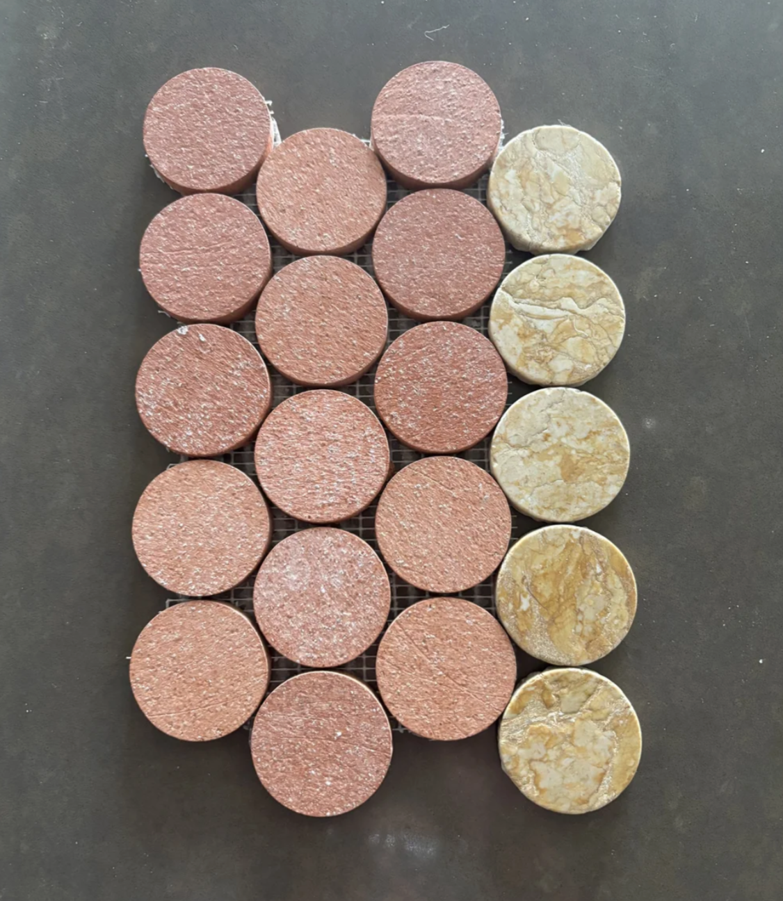 SA / terracotta & giallo rounds / Production / $$