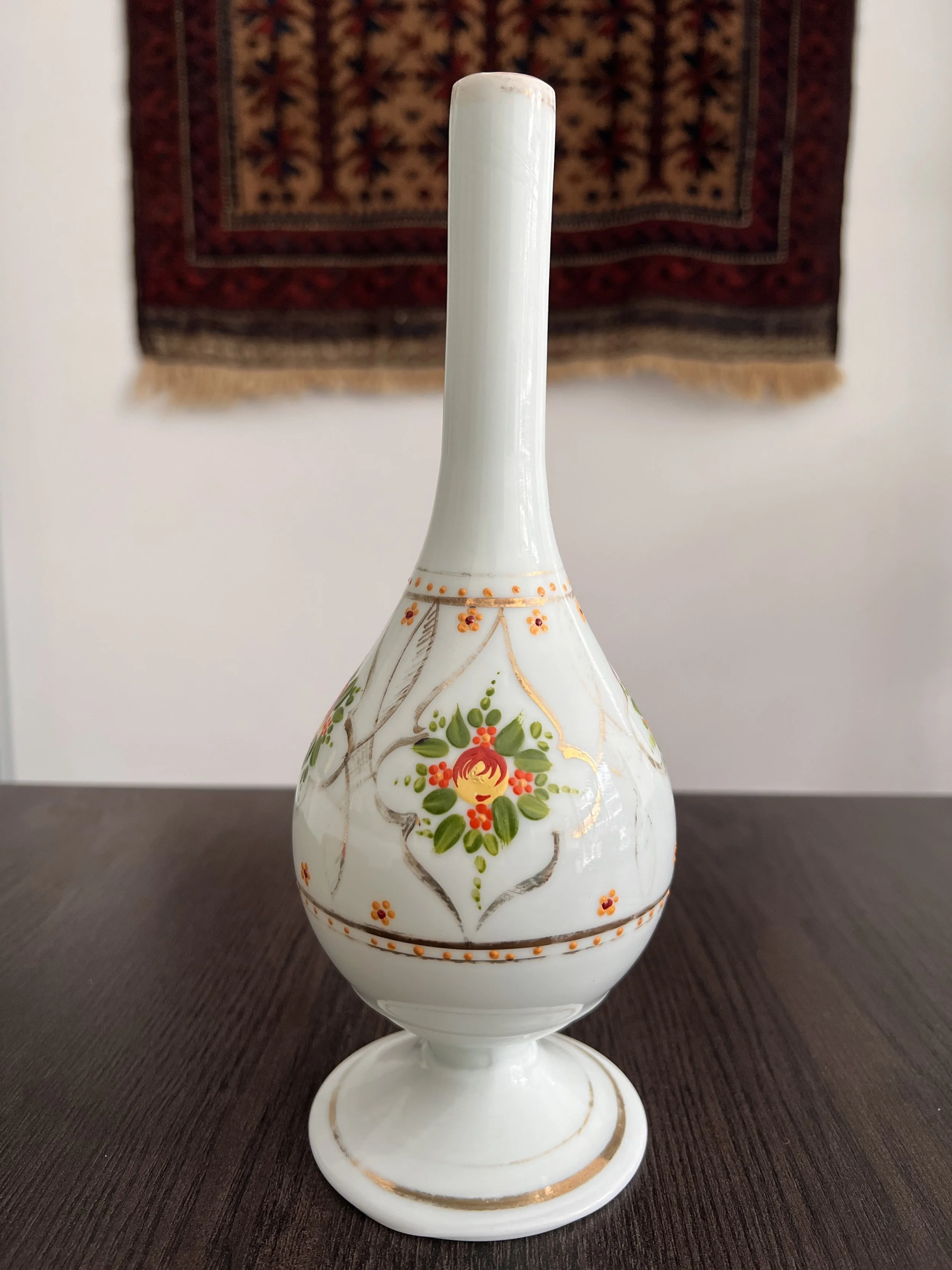 26160-Antique White Opaline Glass Rosewater Sprinkler