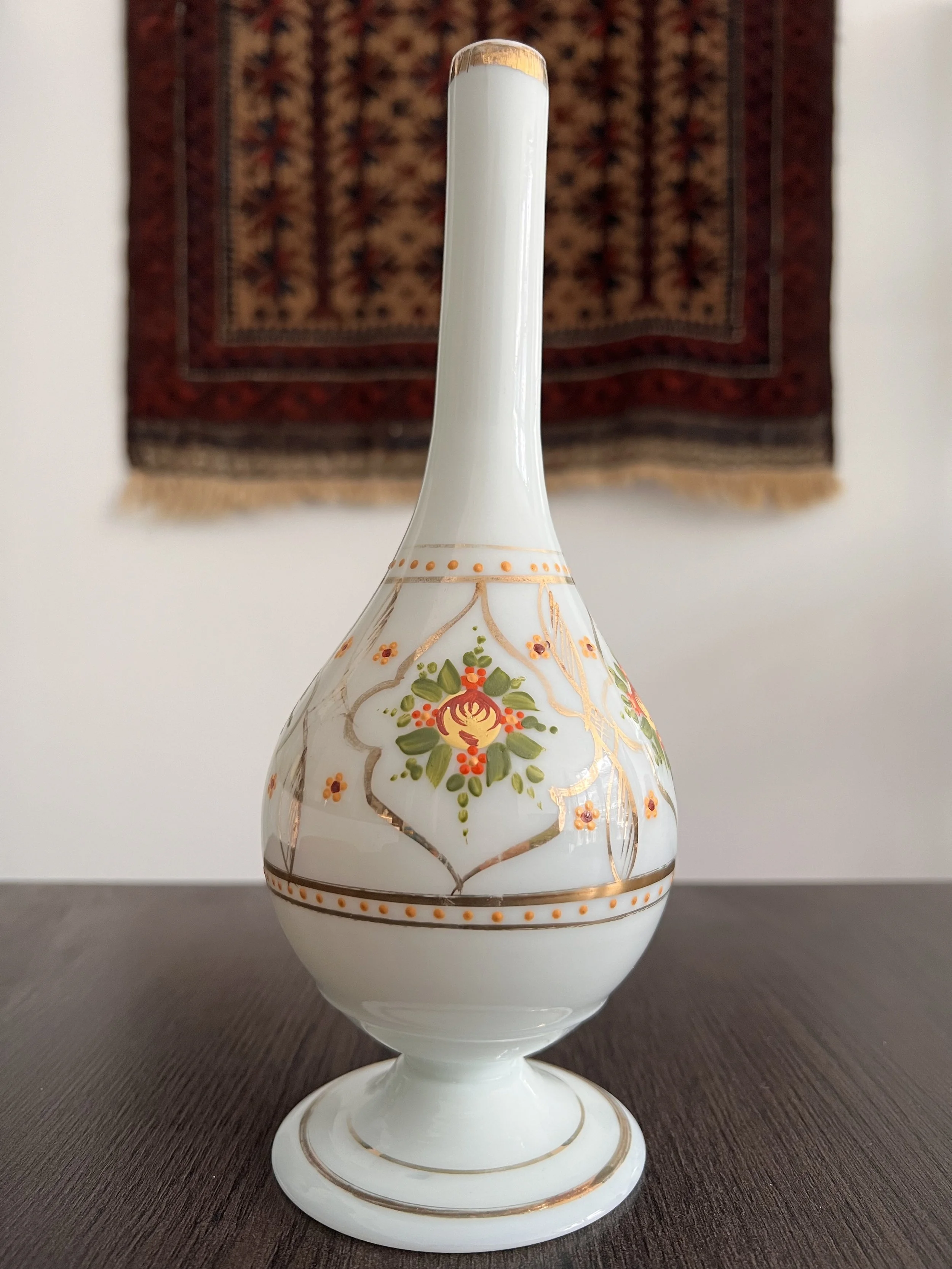 26163-Antique White Opaline Glass Rosewater Sprinkler
