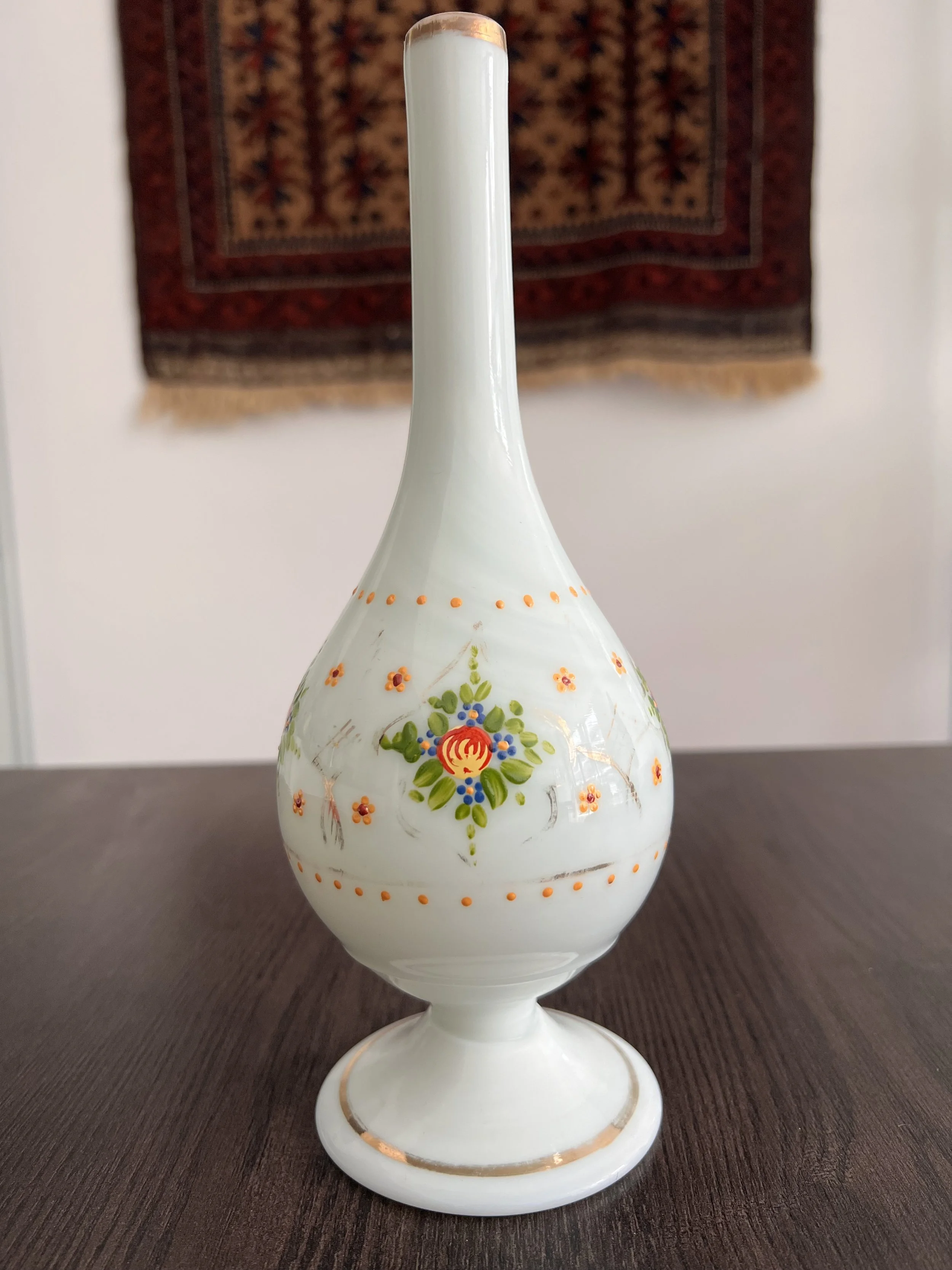 26161-Antique White Opaline Glass Rosewater Sprinkler