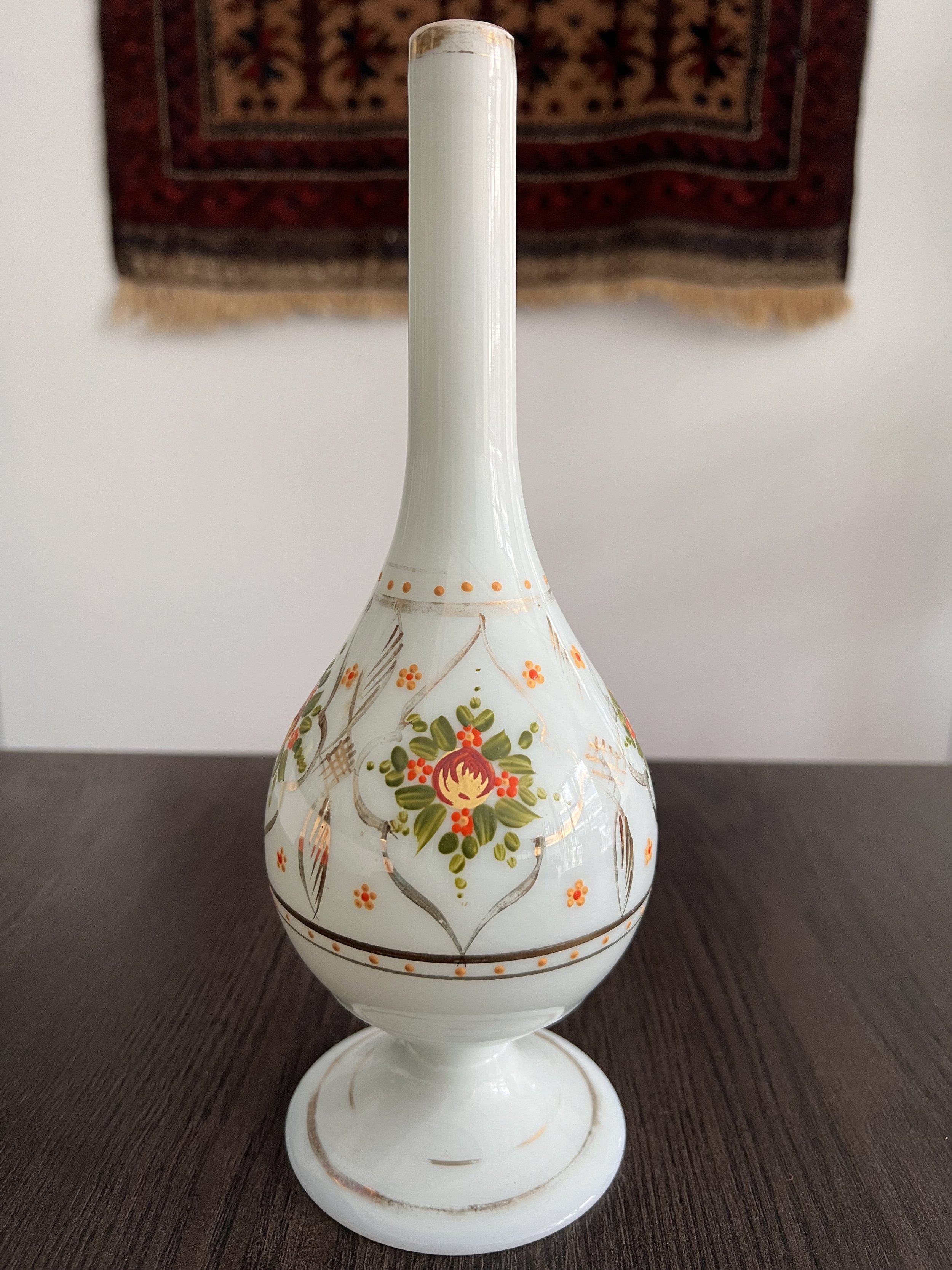 26162-Antique White Opaline Glass Rosewater Sprinkler