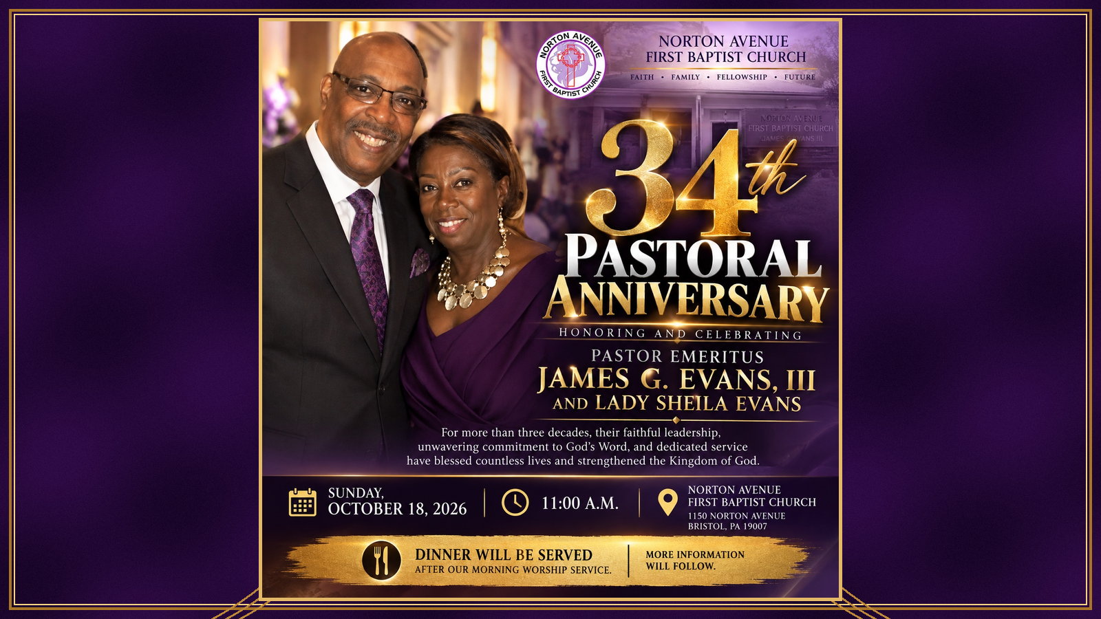 Pastor Emeritus & Lady Evans Anniversary
