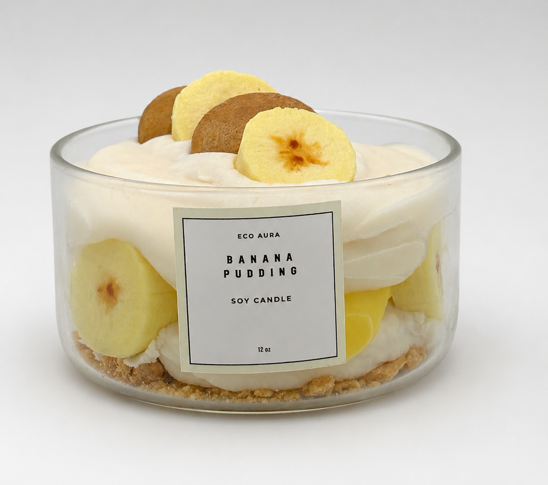 banana pudding wickless dessert candle 12oz