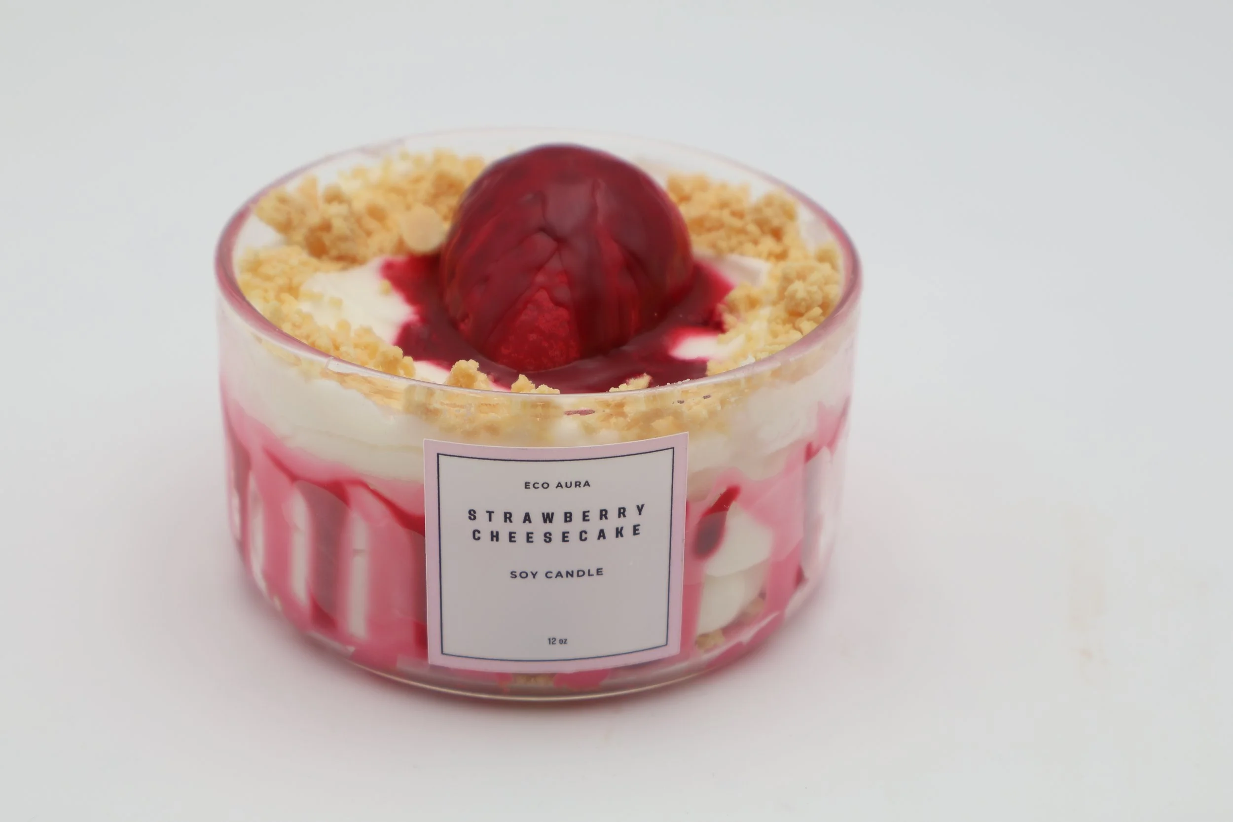 strawberry cheesecake wickless dessert candle 12oz