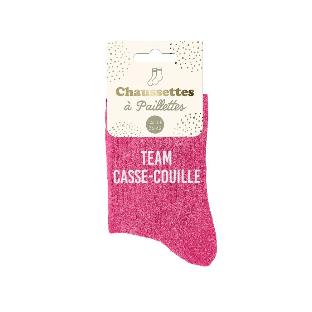 Chaussette à paillettes team casse couille