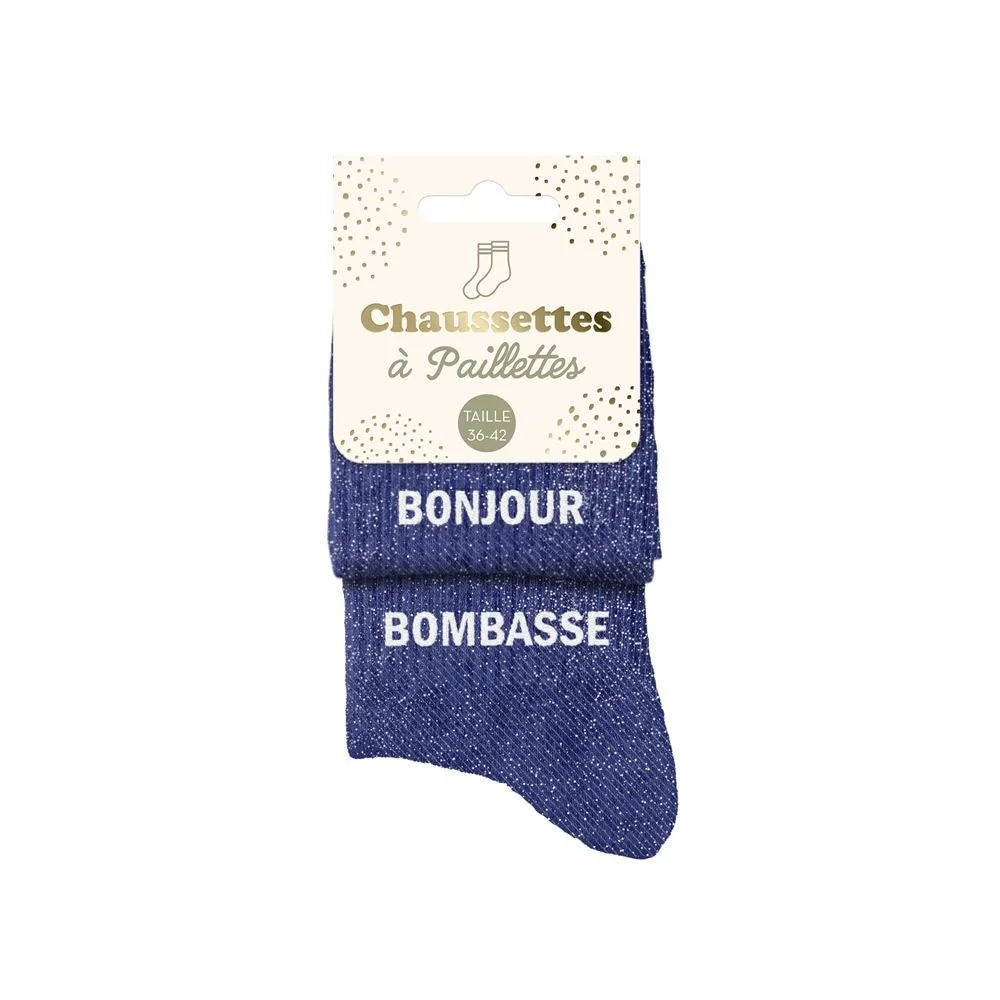 Chaussette à paillettes bonjour bombasse