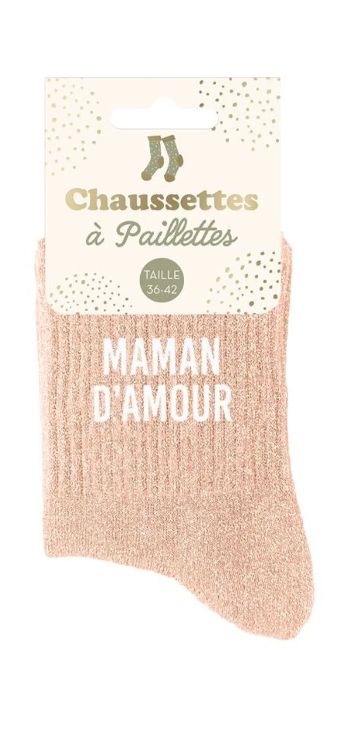 Chaussette à paillettes maman d’amour