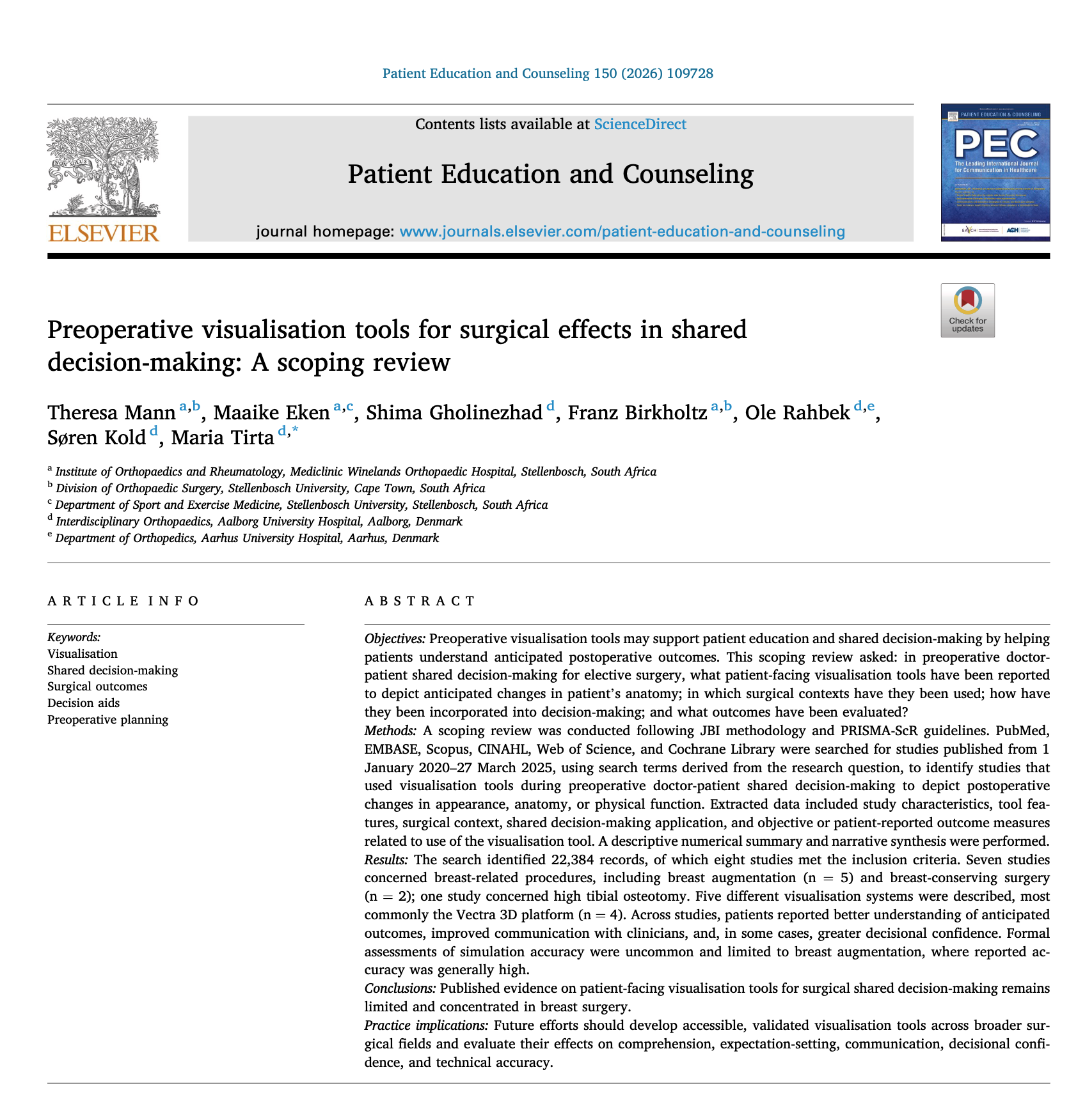New Publication in Patient Education and Counseling
