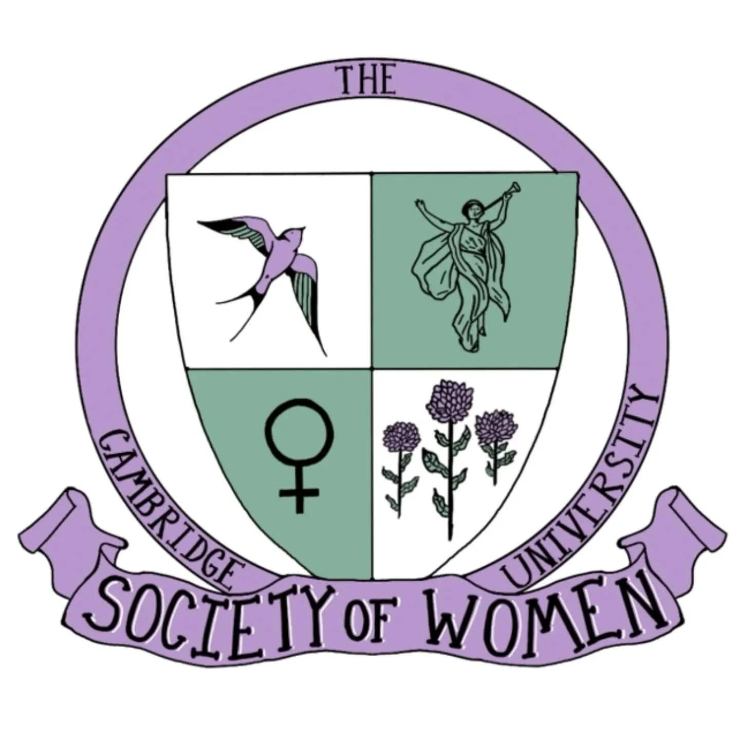 CUSW secretary Serena Worley is our society's artist. She has hand-drawn our brilliant crest! 

Per Cambridge University branding office regulations, society logos cannot include any element of the CU heraldry. As such, we have had to remove the lion